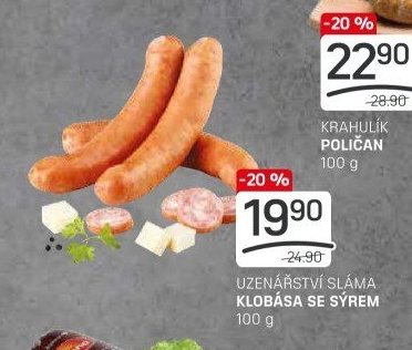 UZENÁŘSTVÍ SLÁMA KLOBÁSA SE SÝREM 100 g