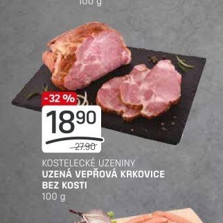 KOSTELECKÉ UZENINY UZENÁ VEPŘOVÁ KRKOVICE BEZ KOSTI 100 g