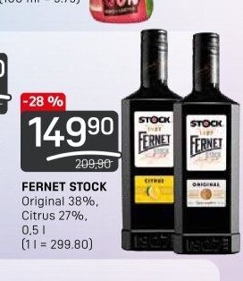 FERNET STOCK Original 38%, Citrus 27%