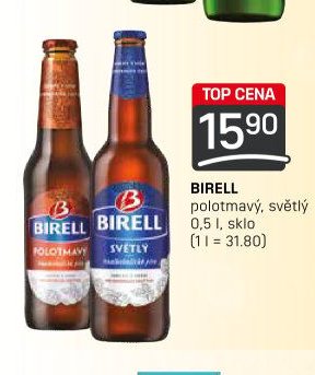 BIRELL polotmavý, světlý 0,5 l, sklo