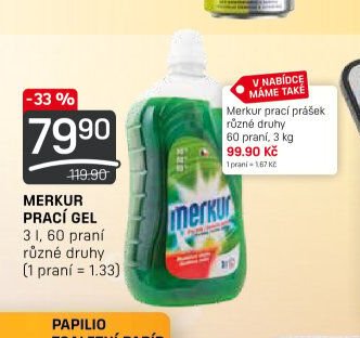 MERKUR PRACÍ GEL 3 l, 60 praní