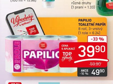 PAPILIO TOALETNÍ PAPÍR 8 rolí