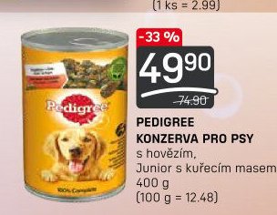 PEDIGREE KONZERVA PRO PSY s hovězím, Junior s kuřecím masem 400 g