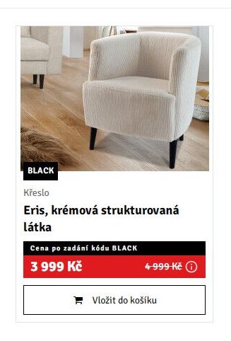 Křeslo Eris, krémová strukturovaná látka - ASKO akcniletaky.com