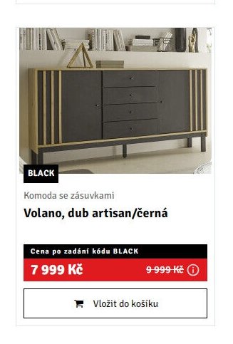 Komoda se zásuvkami Volano, dub artisan/černá - ASKO akcniletaky.com