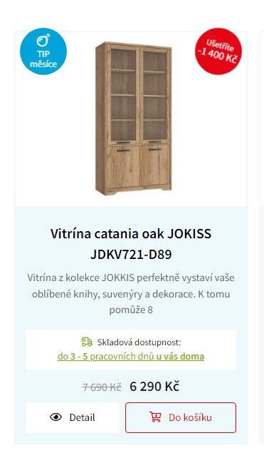 Vitrína catania oak JOKISS JDKV721-D89