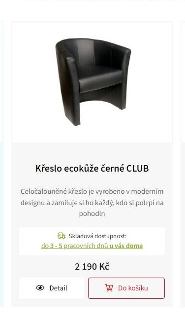 Křeslo ecokůže černé CLUB