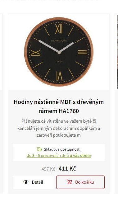 Hodiny nástěnné MDF s dřevěným rámem HA1760
