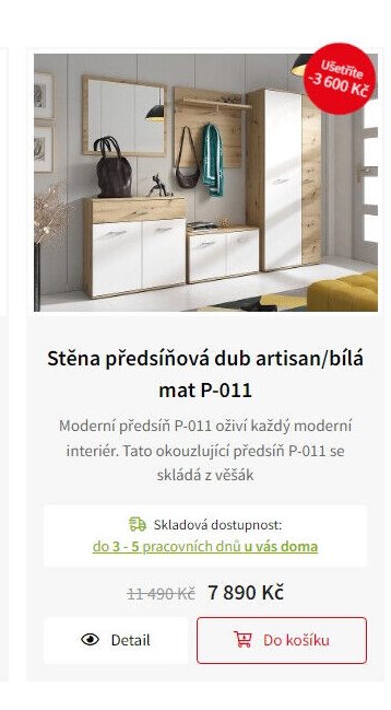 Stěna předsíňová dub artisan/bílá mat P-011