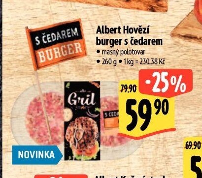 Albert Hovězí burger s čedarem