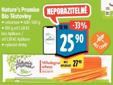 Celozrnné těstoviny bio Nature'