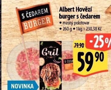 Hovězí burger s čedarem Albert Gril