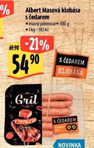 Klobása masová s čedarem Albert Gril