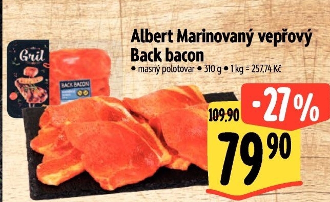 Marinovaný vepřový Back Bacon Albert Gril