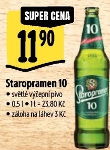 Pivo světlé výčepní 10° Staropramen