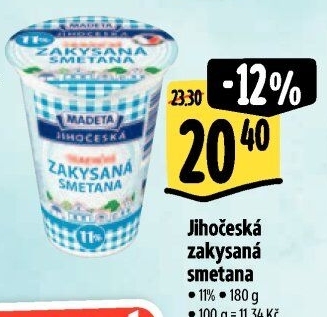 Smetana zakysaná Jihočeská Madeta 11%