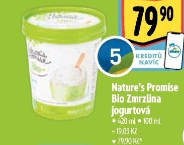 Zmrzlina jogurtová v kelímku bio Nature'