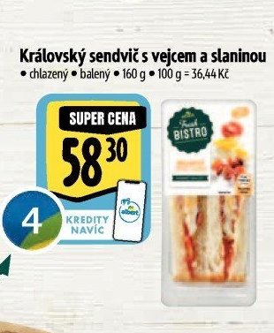 Královský sendvič s vejcem a slaninou