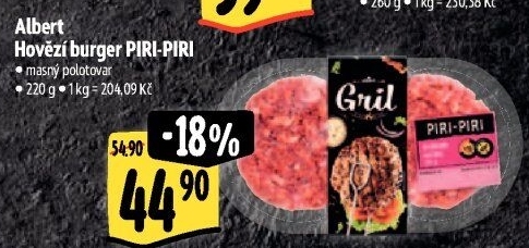 Hovězí burger Piri-Piri Albert Gril