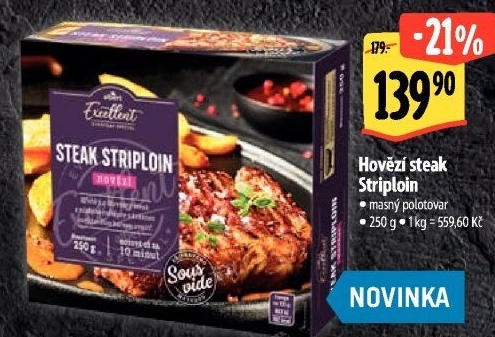 Hovězí steak Striploin Sous vide Albert Excellent