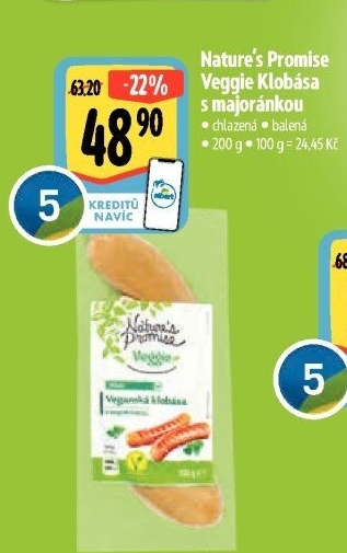 Klobása s majoránkou Veggie Nature'