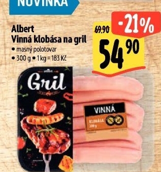 Klobása vinná na gril Albert Gril
