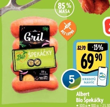 Špekáčky Bio Albert Gril