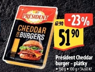 Sýr Cheddar na burger Président