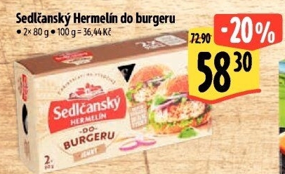 Sýr Hermelín do burgeru Sedlčanský
