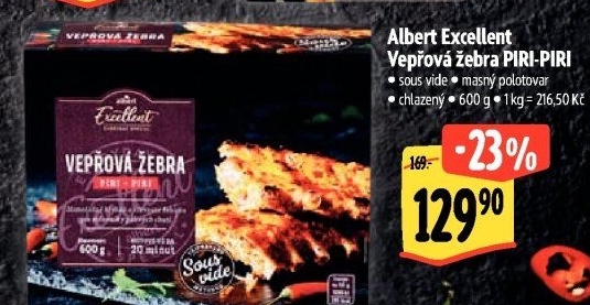 Vepřová žebra Piri-Piri Sous vide Albert Excellent