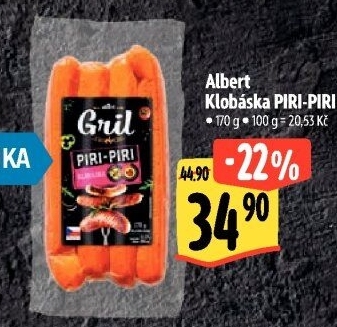 Klobása Piri-Piri Albert Gril