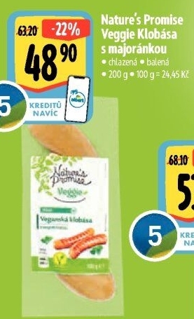 Klobása s majoránkou Veggie Nature'