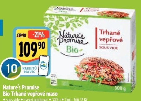 Maso vepřové trhané sous vide bio Nature'