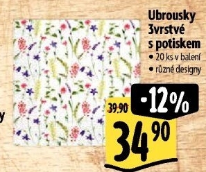 Papírové ubrousky 3vrstvé