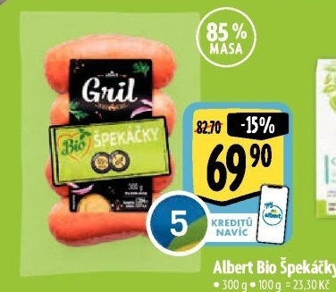 Špekáčky Bio Albert Gril