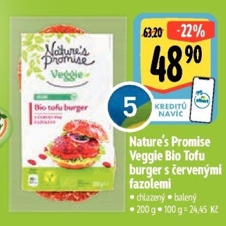Tofu burger bio s červenými fazolemi Nature'