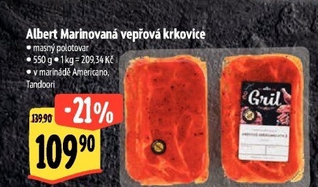 Vepřová krkovice marinovaná bez kosti Americano Albert Gril