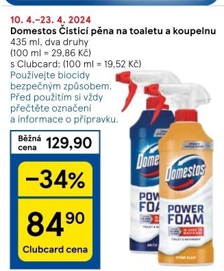 Čistící pěna na toaletu a koupelnu Domestos