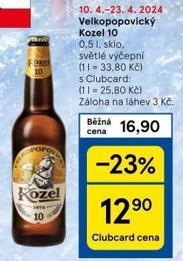 Pivo světlé výčepní 10°Velkopopovický Kozel