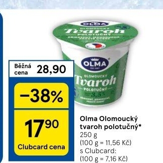 Tvaroh polotučný Olomoucký Olma