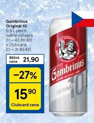 Gambrinus Originál 10, 0.5 l, plech
