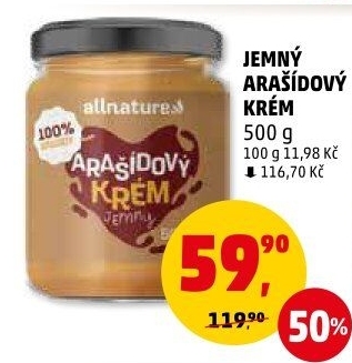 Arašídový krém Allnature