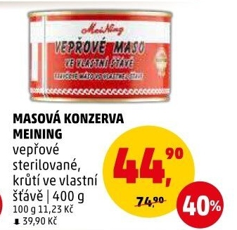 Maso vepřové ve vlastní šťávě Meining