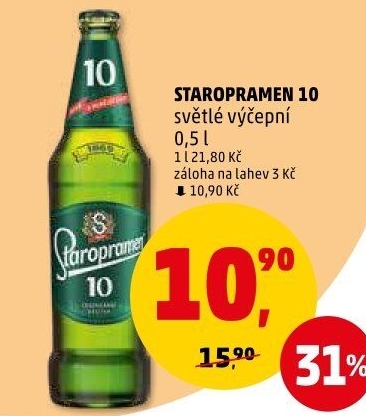 Pivo světlé výčepní 10° Staropramen