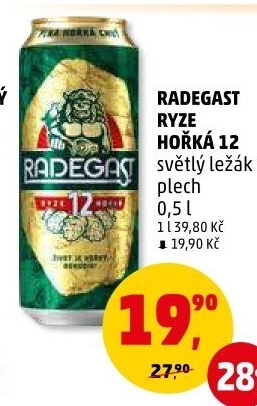 Pivo světlý ležák 12° Ryze hořká Radegast
