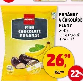 Tyčinka Banány v čokoládě Penny