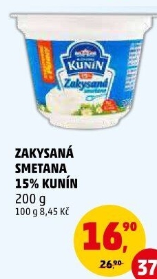 Zakysaná smetana Mlékárna Kunín 15%