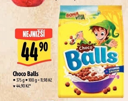 Cereálie Čokoládové kuličky Balls Bonavita