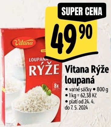Rýže loupaná dlouhozrnná Vitana