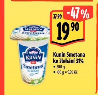 Smetana ke šlehání Mlékárna Kunín 31%